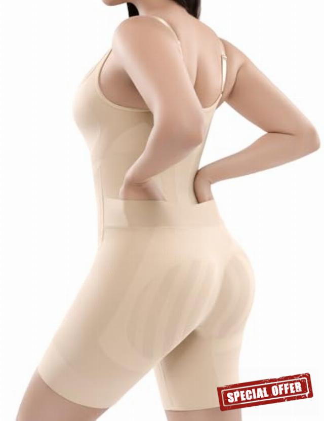 Bodysuit Shapewear Tummy Control Bathroom-Friendly Seamless Shaper                                                          Full Body Sculpting Plunging U-Neck