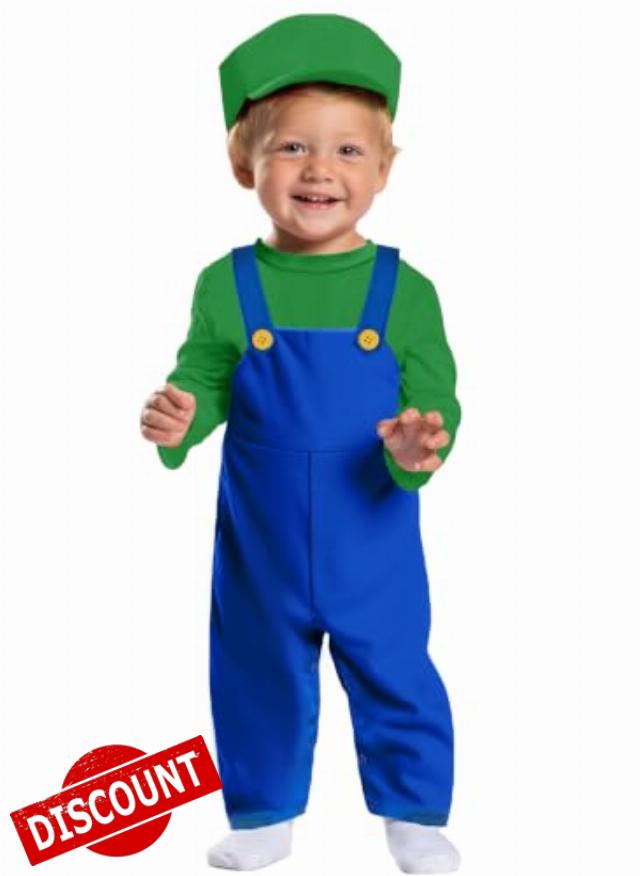 Infant Baby Plumber Romper 100% Cotton Onesies Halloween Outfit With Cap 6-36M