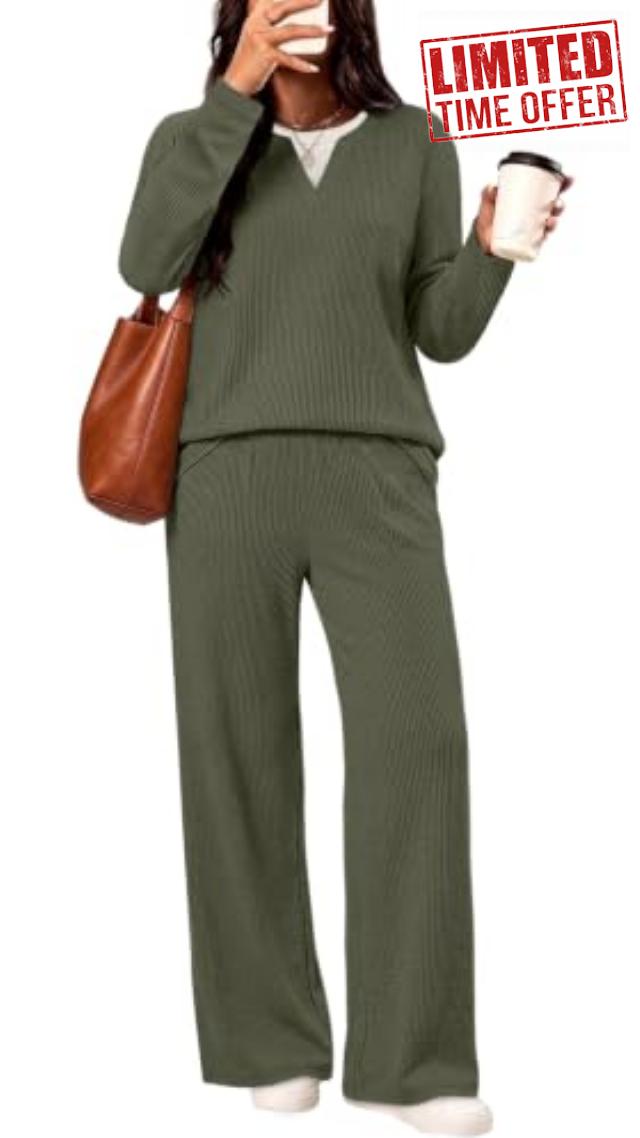 WIHOLL 2 Piece Sets for Women Casual Fall Outifts Lounge Set Matching Sets