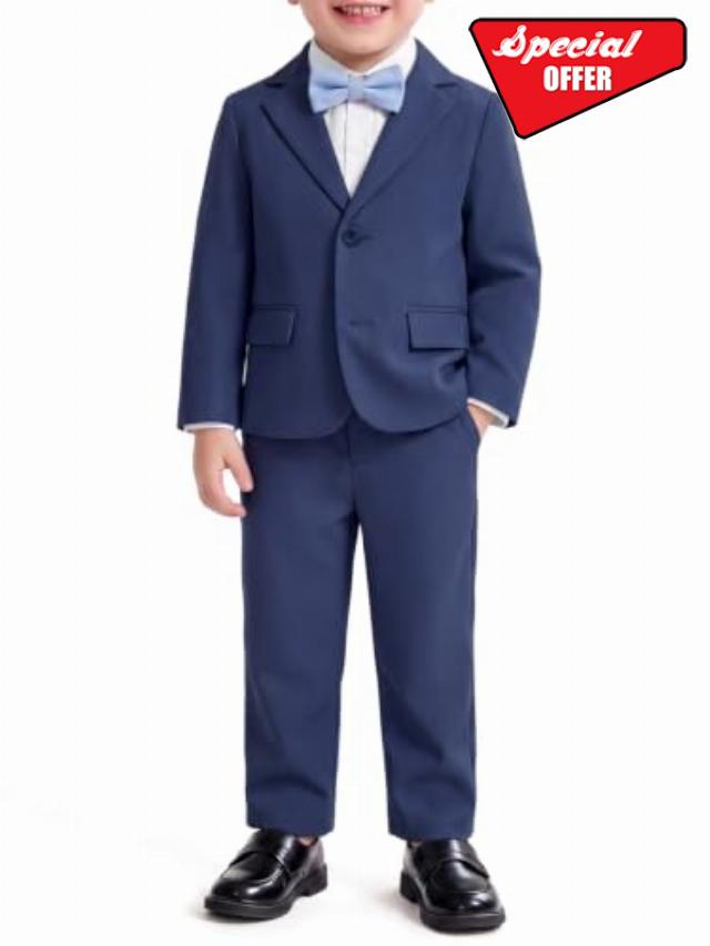Haloumoning Toddler Baby Boy Ring Bearer Suit Jacket Dress Pants Sets                                                          Little Kids Tuxedo 2 Piece Outfit