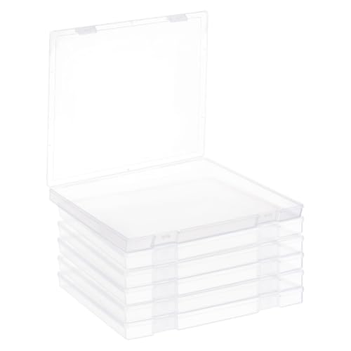 Stackable Clear Plastic Scrapbook Paper Cases Organizers Portable Storage Containers for File Photo Craft Board Game Cardstock