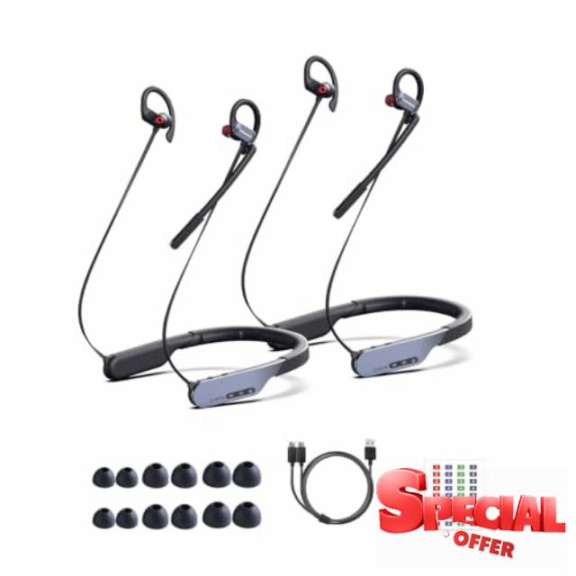SYNCO XTALK S2 Wireless Intercom Headset System for Outdoor Work & Sports                                                          Ultra-Light Neckband Hands-Free Headset