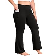 Plus Size Yoga Pants for Women Athletic Workout Flare Leggings with Pockets | With 2 Side Pockets...