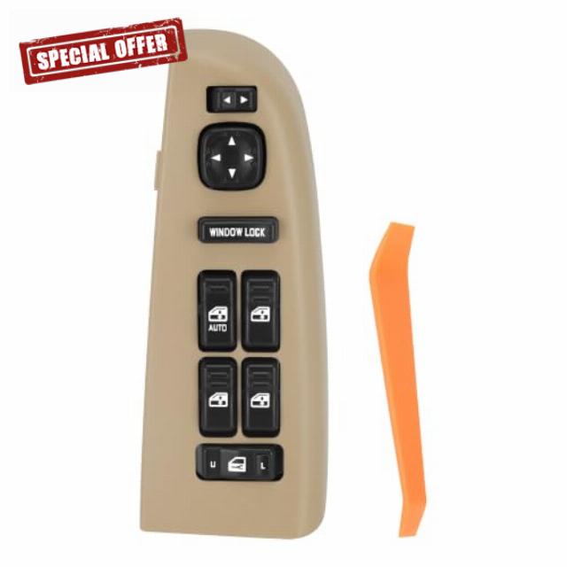 YBC Front Driver Side Master Power Window Switch & Tan Bezel Assembly for 2000-2002 Chevrolet Silverado
