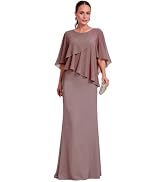 GATMAHE Mother of the Bride Dresses, Ruffle Cape Sleeve Long Gown | Weddings and formal dinners, ...