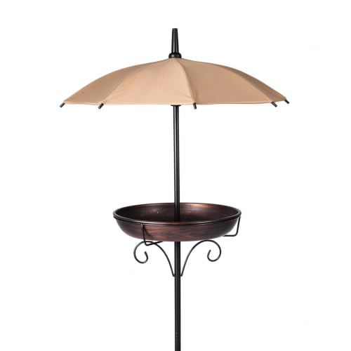 Standing Bird Bath and Feeder with Canopy Ground Stake