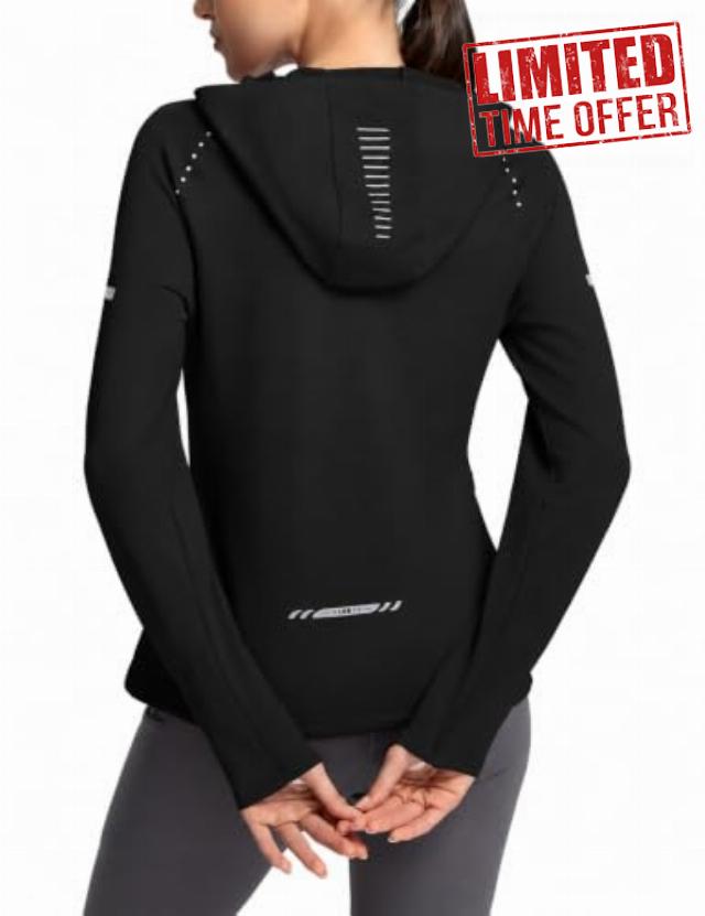 baleaf Women's Fleece Hoodie Thermal Shirts 360° Reflective Zipper Pocket                                                          Reflective Details for Running