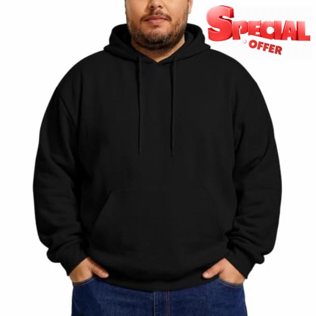 Mens Big and Tall Fleece Lined Hoodie Pullover with Pocket 3XL-8XL                                                          LemonVibe Cozy Fleece-lined Pullover