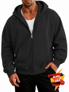 EFAN Men's Oversized Zip Up Hoodie Fleece Sweatshirts with Pockets                                                          Cotton Blend Sweatshirts