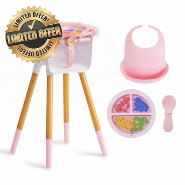 FAO Schwarz Baby Doll High Chair with Feeding Accessories
