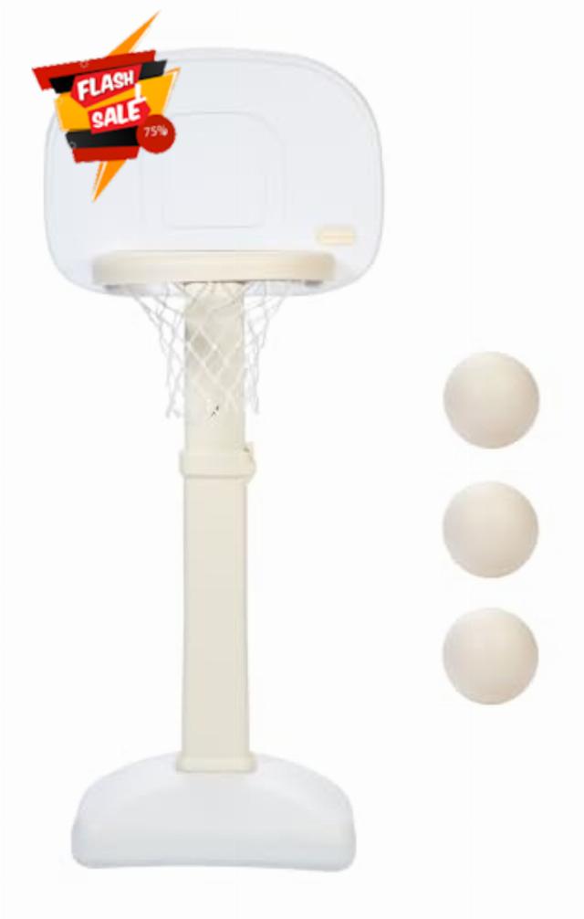 Little Tikes Cloud Collection - TotSports Easy Score Basketball Set w/ 3 Balls – White