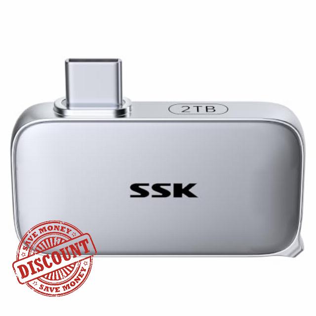 SSK USB-C Drive 2TB Portable SSD External Solid State Drive Up to 1050MB/s                                                          TLC Flash Sustained High Speed Write