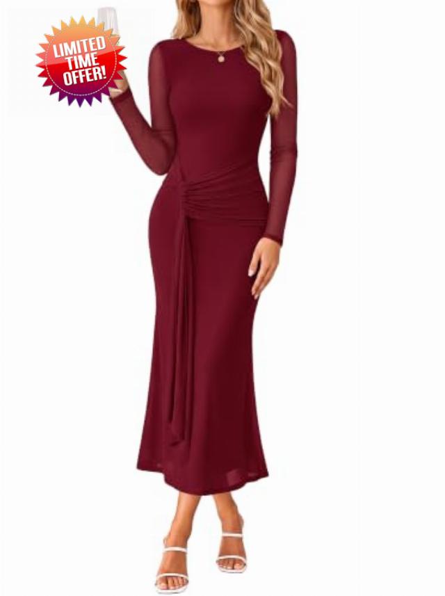 GRACE KARIN Women's Long Sleeve Bodycon Wedding Guest Dress                                                          Cocktail Party