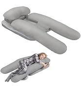 Full Body Pillow for Side Sleepers, H-Shape 3-in-1 Wedge Pillow,White | Wedge Base and Arm Pocket...