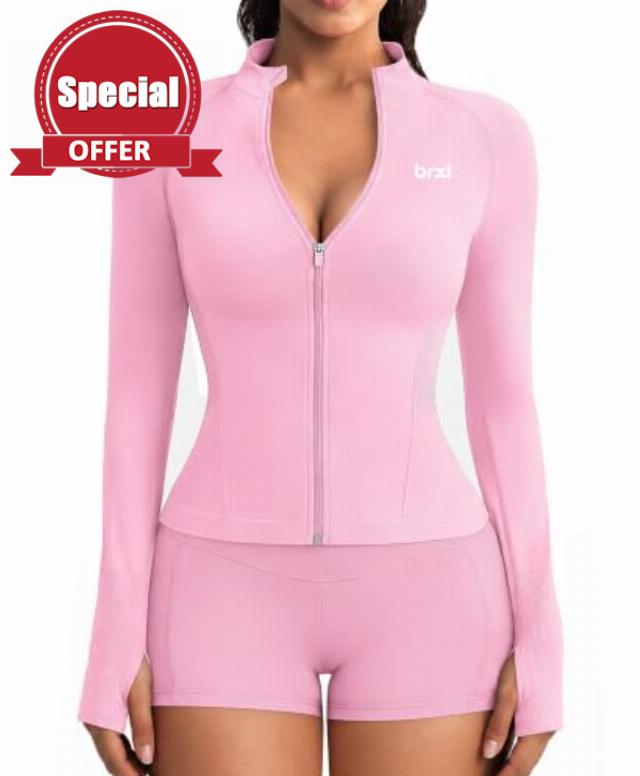 BRXL Workout Jackets for Women Seamless Lightweight Zip Up BBL Jacket                                                          Comfy Stretchy