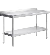 Jocisland 30" x 108" Stainless Steel Table for Prep & Work Adjustable Under Shelf and Feet, for C...