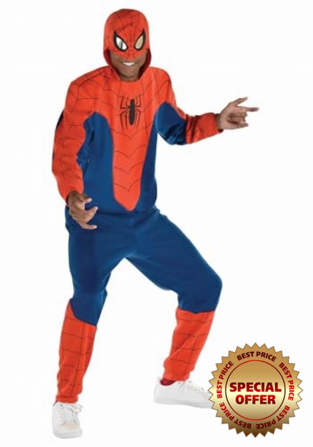 Mens Spider Man Costume | Adult Jumpsuit with Hooded Mask