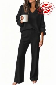 RUBZOOF Lounge Sets for Women 2 Piece Sets Casual Fall Outfits                                                          Ribbed Textured 2 Piece Pant Sets with Pockets