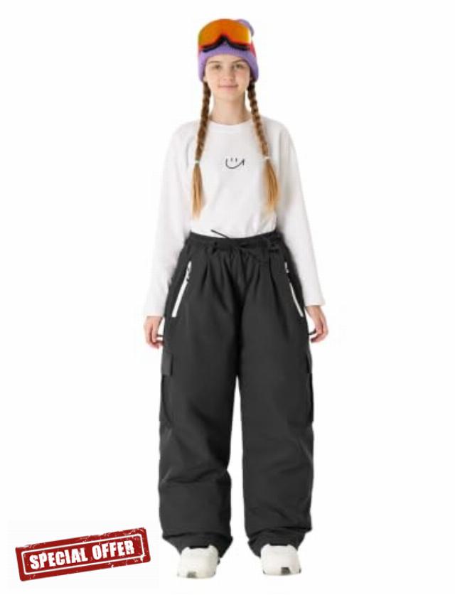 GSOU SNOW Kids Snow Pants Girls Boys Baggy Snowboard Pants Insulated                                                          100% Nylon
