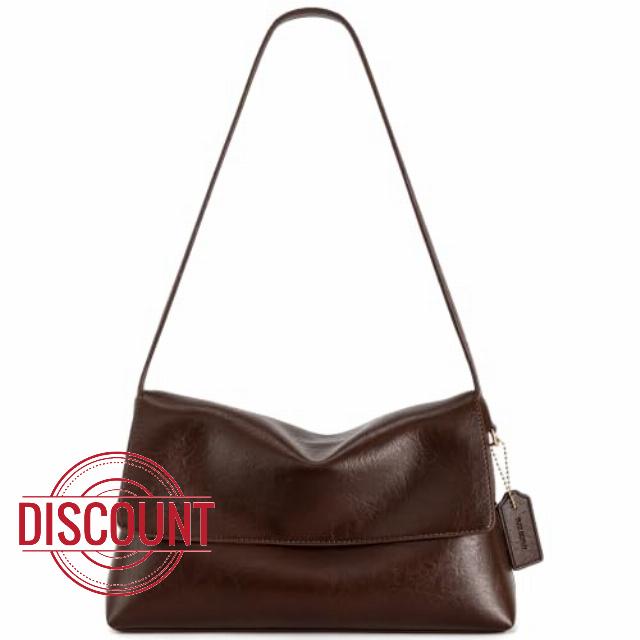 Women's Minimalist Shoulder Bag                                                          Soft Chelsea Slouchy Vegan Leather Hobo Purse with Clean Flap Design