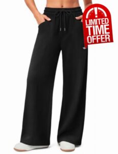 AKEWEI Wide Leg Womens Fleece Lined High Waisted Sweatpants with Pockets                                                          Business Casual Outfits