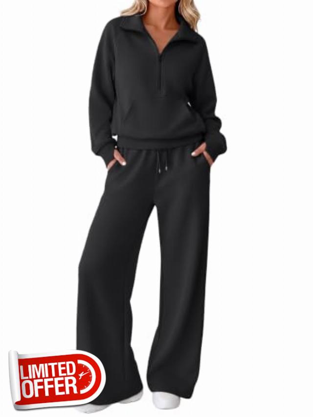 EFAN Women Sweatsuits 2 Piece Set Modal Blend Lounge Wear Fall Outfits                                                          Half zip sweatshirts