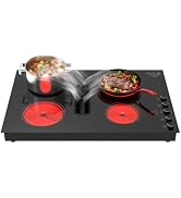 Gas Cooktop 2 Burner Propane Cooktop 12 Inch, Max 14,600 BTU Built-in Tempered Glass Gas Stove To...