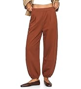 EXLURA Womens Cotton Wide Leg Balloon Pants Elastic Waist Baggy Sweatpants Casual Soft Barrel Har...