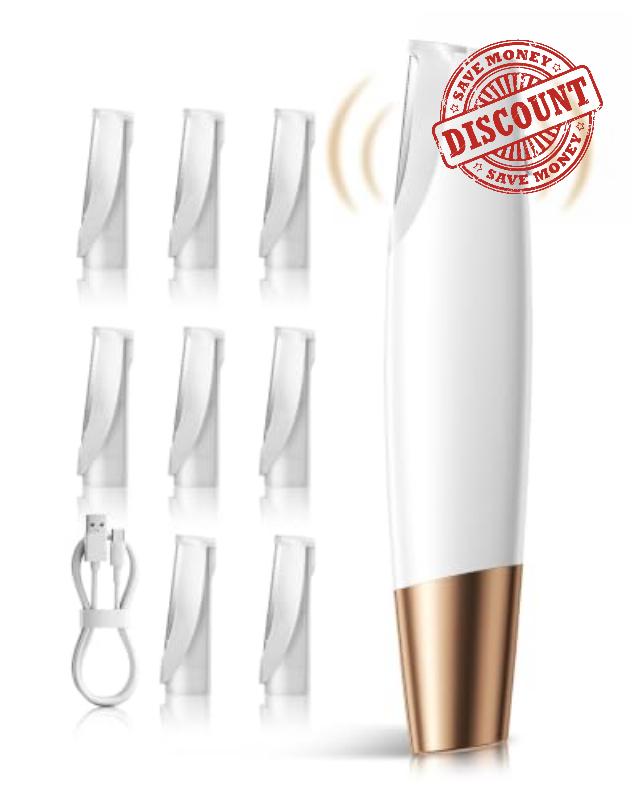 Sonic Dermaplane Razor for Women Face: Dermaplaning Tool with 8 Blades                                                          Gentle Electric Peach Fuzz & Facial Hair Removal