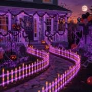Halloween Lighted Outside LED Garden Stake Fence