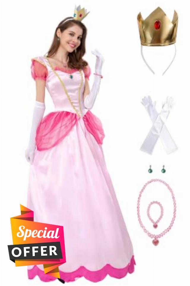 Adult Princess Peach Costume For Women Halloween Cosplay                                                          You will receive:A Dress