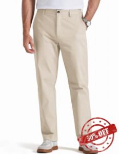 COOFANDY Men's Chino Pants Classic Fit Comfy Stretch Slacks Business Casual                                                          Clean Straight Leg