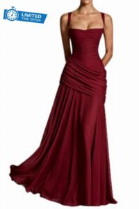 Women's Elegant Bodycon Corset Ruched A-Line Maxi Formal Dress                                                          Wedding Guest