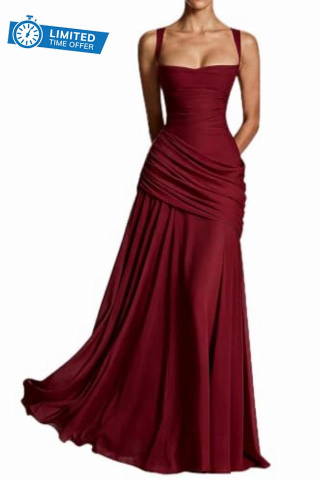 Women's Elegant Bodycon Corset Ruched A-Line Maxi Formal Dress                                                          Wedding Guest