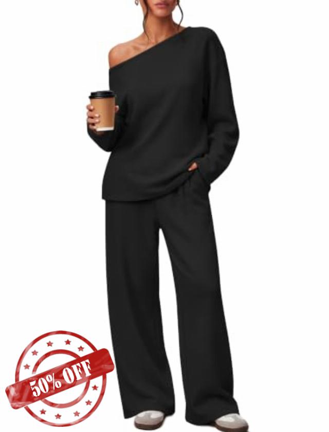 Off the Shoulder Lounge Sets 2 Piece Fall Outfits for Women Sweatsuit 2026