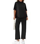 Yousify Women's Two Piece Lounge Sets 3/4 Sleeve Tops Wide Leg Pants Set | Skin Friendly, Breatha...