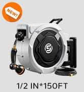 SUNPOW Retractable Garden Hose Reel - 1/2" x 100ft Wall Mounted Hose Reel with 3/4'' Brass Fittin...