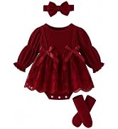 JiAmy Baby Girls Princess Romper Dress Floral Lace Tutu 3-Piece Set 0-18M | Snap-closure bubble r...