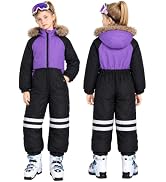 JiAmy Kids Snowsuit One Piece Waterproof Insulated Snowboarding Coverall | Waterproof insulated s...