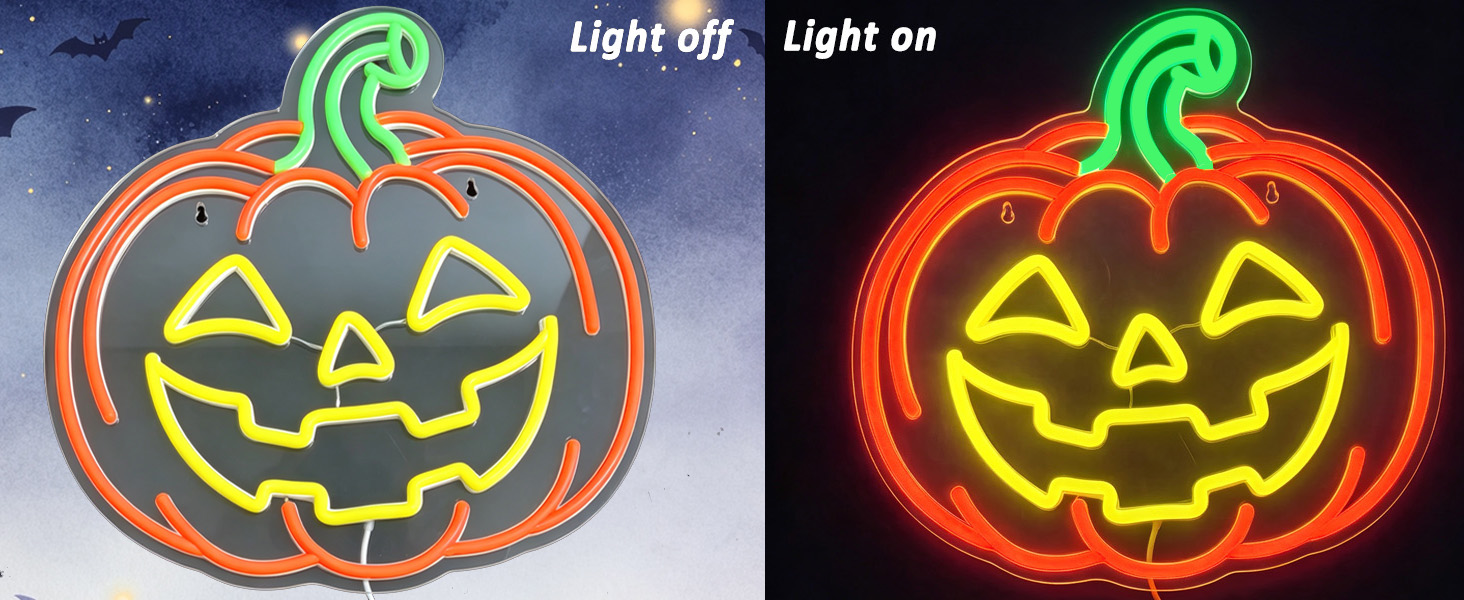 Prowemst Halloween Pumpkin Neon Sign, LED Neon Light Sign for Wall Decor
