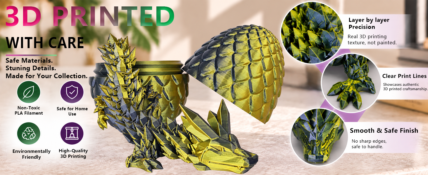 3D printed dragon egg with articulated dragon inside