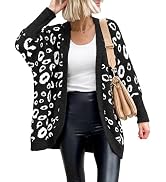 BTFBM Leopard Cardigan for Women Long Sleeve Open Front Cardigans Sweaters Pockets Loose Knit 202...