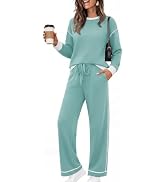 Chulianyouhuo Women Striped 2 Piece Lounge Sets 2026 Airport Travel Outfits | Casual Tracksuit So...