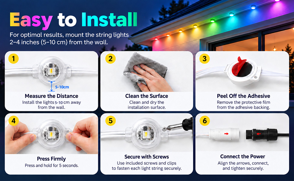 300ft Permanent Outdoor Lights Timer-controlled lighting