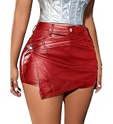 Avanova Women Faux Leather Skorts Wrap Asymmetrical Mini Skirt High Waist | Matte Stretch Leather...