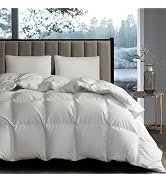 Hotel Grand Goose Feather Down Fiber Comforter King Size Duvet Insert | 100% Cotton Cover All Sea...