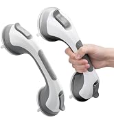 LEVERLOC 2 Pack Grab Bars for Bathtubs and Showers, Easy to Install Suction Shower Handles for Ba...