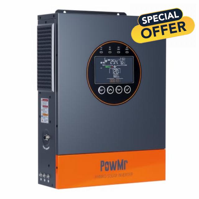 PowMr Hybrid Solar Inverter 4000W 24V DC to 120V AC Pure Sine Wave Power Inverter with 100A MPPT Charge Controller