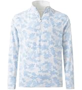 MICHEL ROUEN Mens Quarter Zip Pullover Full Print Long Sleeve Golf Shirt | Performance Lightweigh...