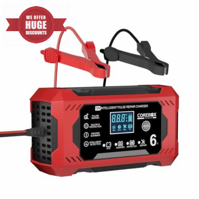 Corebox Battery Charger 6-Amp 12V Automatic Smart Battery Trickle Charger                                                          Battery Maintainer